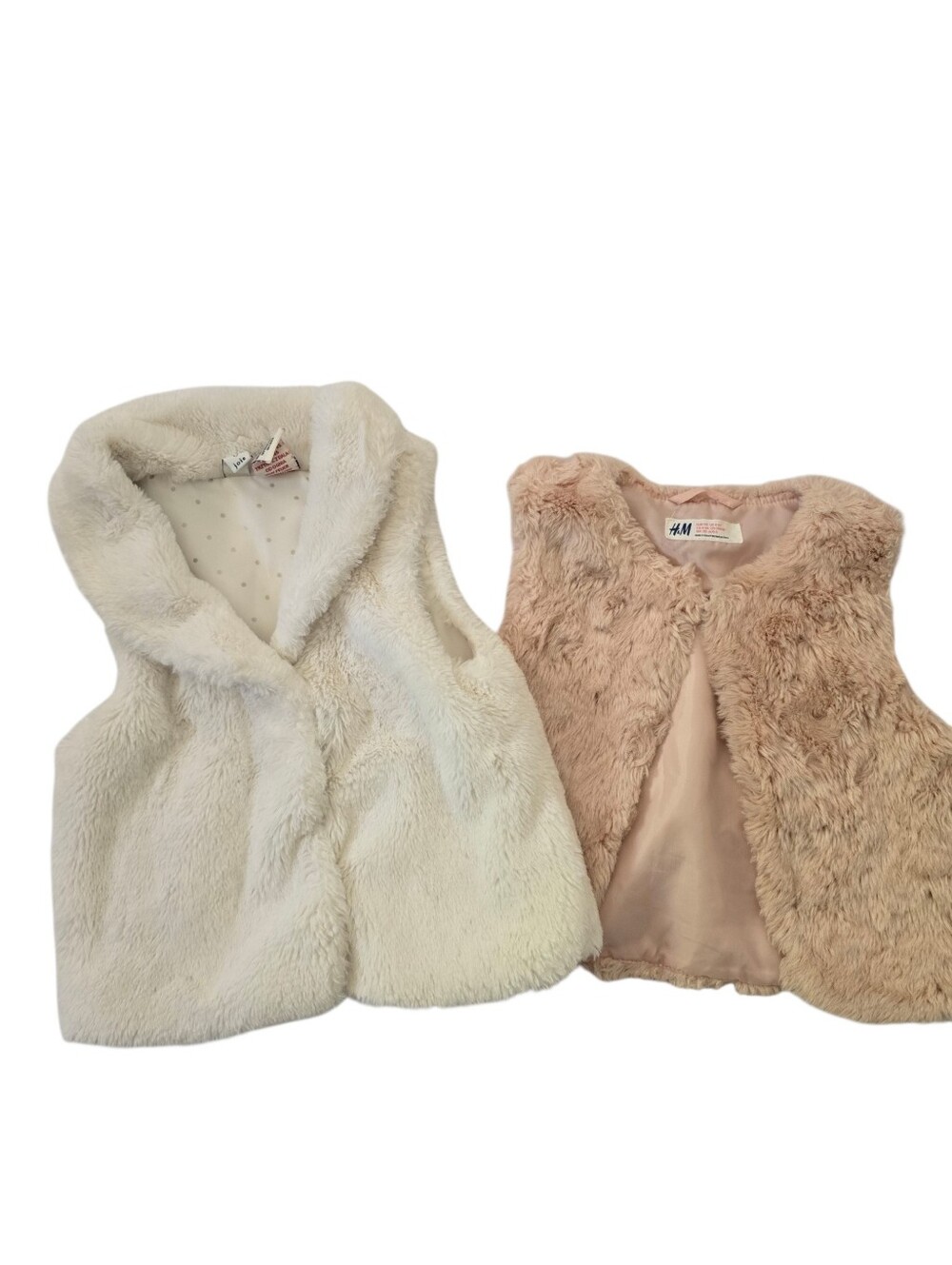 H&M Cream and Blush Faux Fur Vests Set